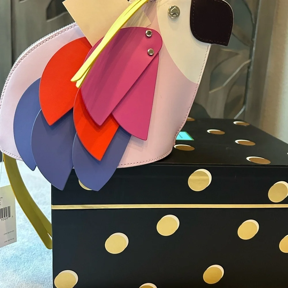 Kate Spade Pink and Purple Parrot Crossbody Bag Flock Party